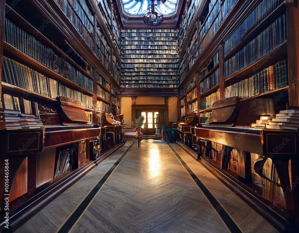 Fototapeta premium Piano music suitable for listening in a library