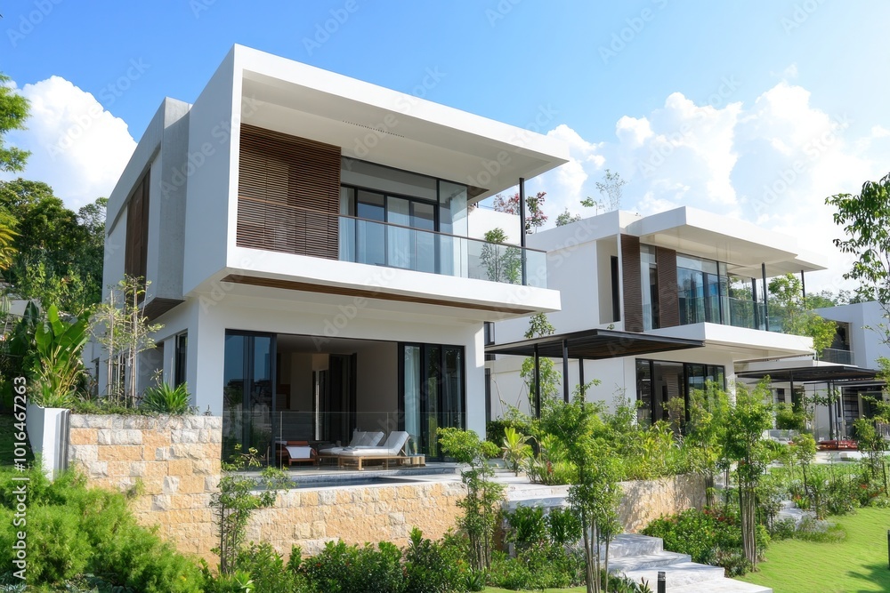 Modern design townhouse It is characterized by distinctive architectural elements. big window and the combination of materials such as steel and wood. Modern design townhouse It is characterized by distinctive architectural elements. big window and the combination of materials such as steel and wood.