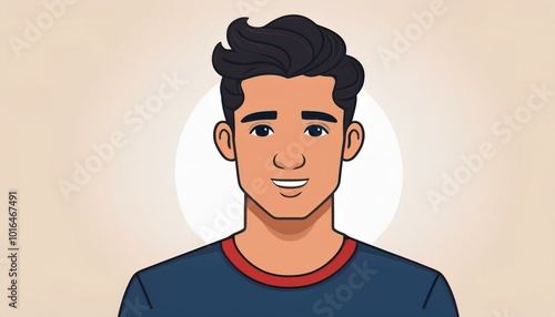 Simple cartoon graphic avatar, young male face