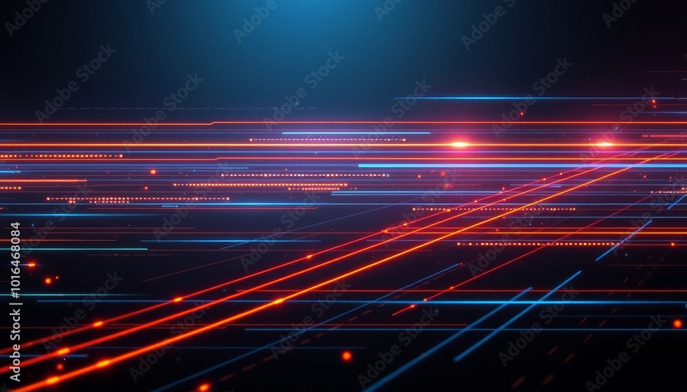 Fototapeta premium Vibrant Light Trails with Neon Effects in Abstract Design