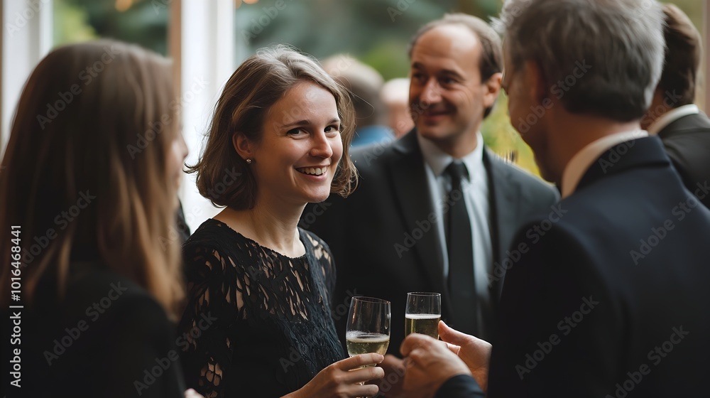 Elegant Guests Networking and Mingling at Formal Social Event Elegant Guests Networking and Mingling at Formal Social Event