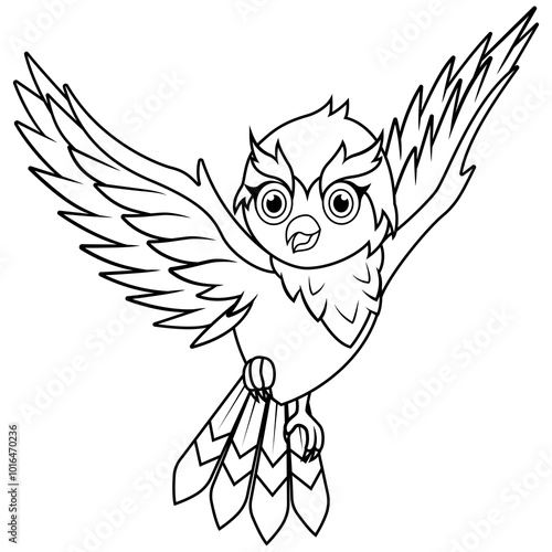 Cartoon owl flying line art photo