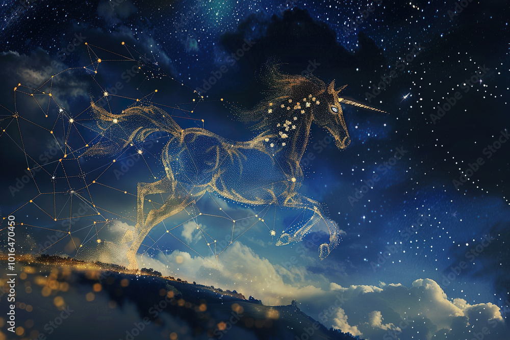 Astrological composition with concept of Horse zodiac sign symbol Astrological composition with concept of Horse zodiac sign symbol
