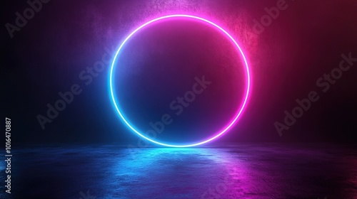 Abstract glowing neon circle with a blue and purple color