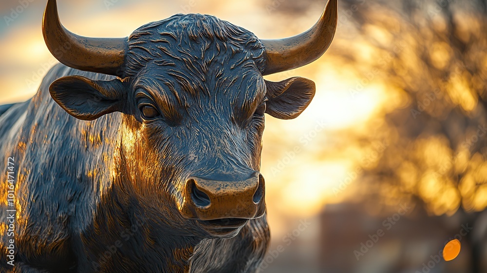 a symbolic representation of an ipo initial public offering in the financial stock market featuring a bullish statue indicating a rising market trend and investor optimism.illustration a symbolic representation of an ipo initial public offering in the financial stock market featuring a bullish statue indicating a rising market trend and investor optimism.illustration