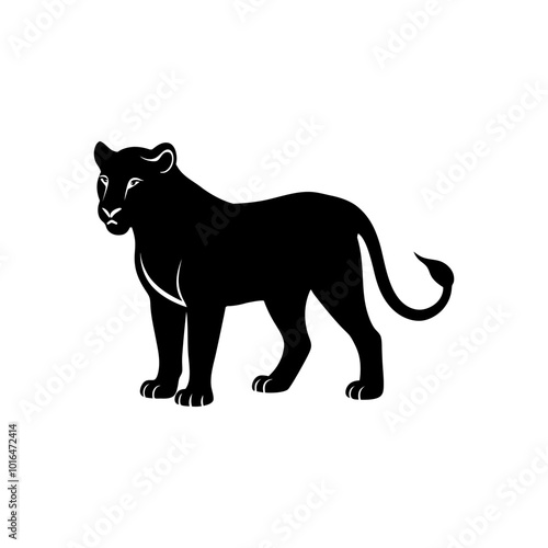 Lioness standing, walking and running silhouette 