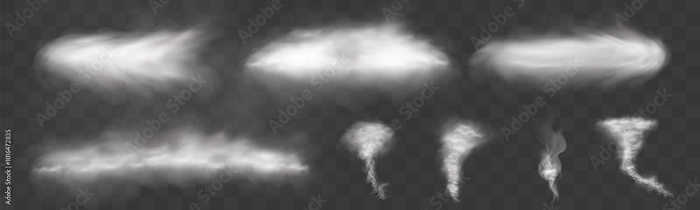 Illustration smoke, vape, fog, smog.Realistic smoke on a transparent background.