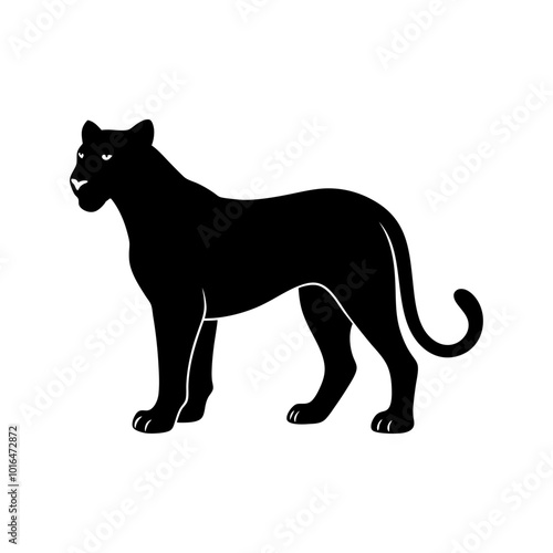 Lioness standing, walking and running silhouette 