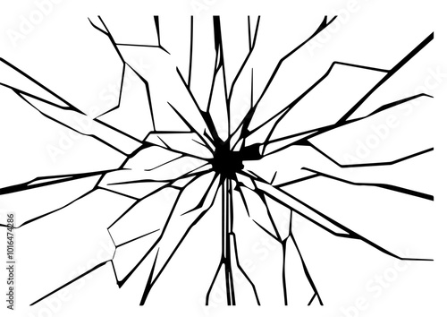 Vector Cracked crushed realistic glass