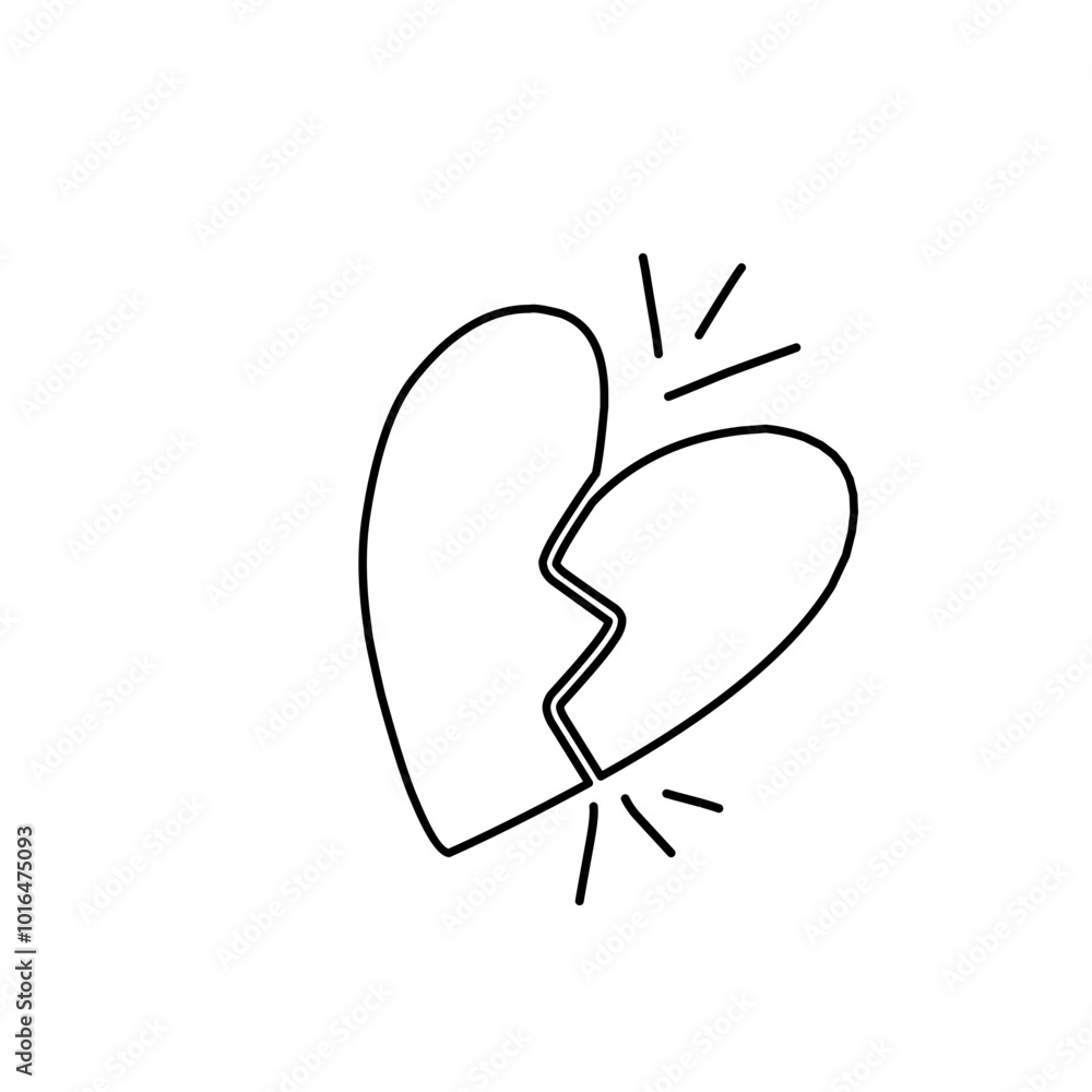 hand drawn broken heart icon hand drawn broken heart icon
