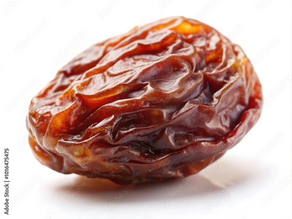 A tempting close-up of luscious raisins, showcasing their rich texture and deep color, beautifully isolated against a pristine white background for enticing food photography. A tempting close-up of luscious raisins, showcasing their rich texture and deep color, beautifully isolated against a pristine white background for enticing food photography.