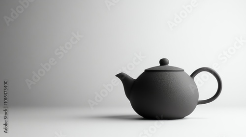 A black teapot on a white background. photo