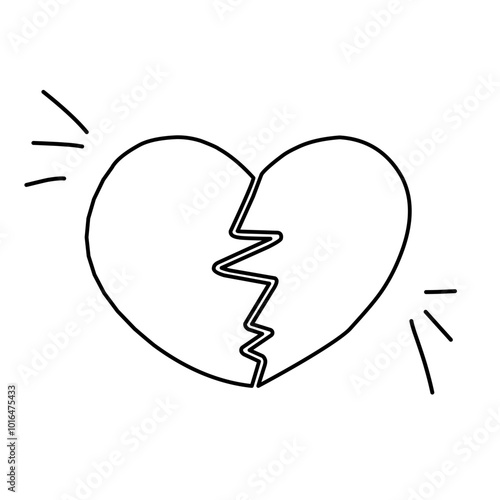 hand drawn broken heart icon