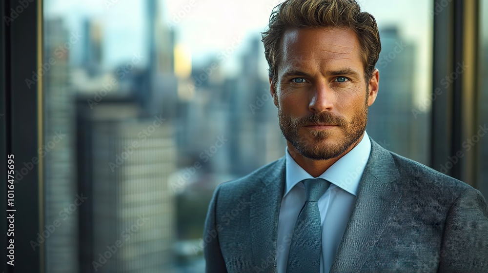 a well dressed confident professional businessman stands in a modern corporate skyscraper office exuding a sense of vision ambition and success,a cityscape backdrop.create by F.a a well dressed confident professional businessman stands in a modern corporate skyscraper office exuding a sense of vision ambition and success,a cityscape backdrop.create by F.a