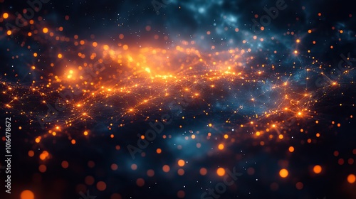 abstract image on a dark background showcasing interconnected data points that represent digital transformation and big data advanced ai driven network systems for a high tech future.stock image