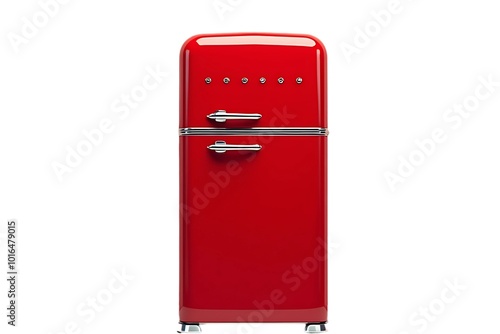 red refrigerator isolated on white