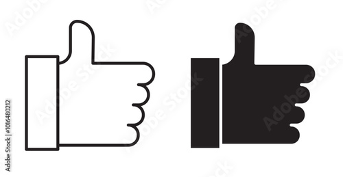 Thumb icons. Vector set in filled and line style.