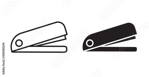 Stapler icons. Vector set in filled and line style.