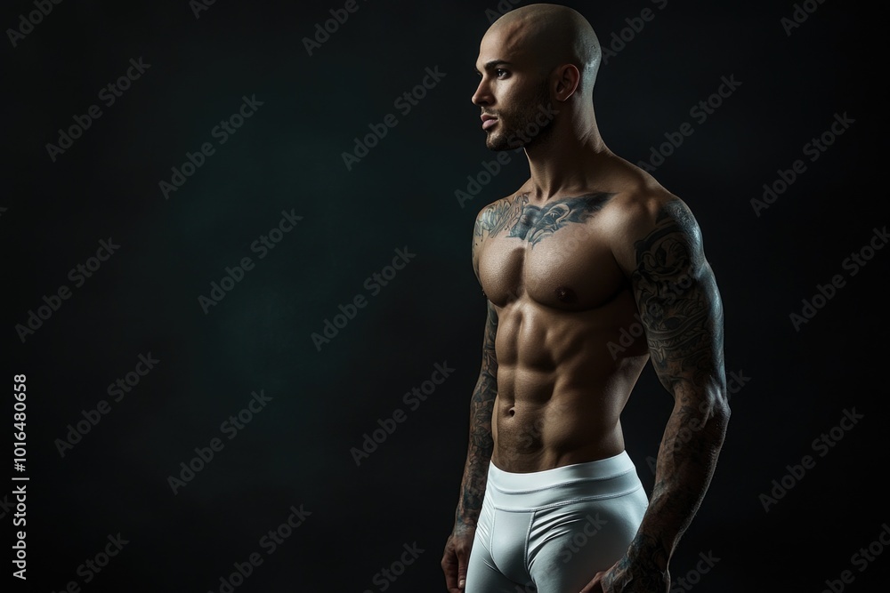 Fototapeta premium A man with a tattoo on his chest.