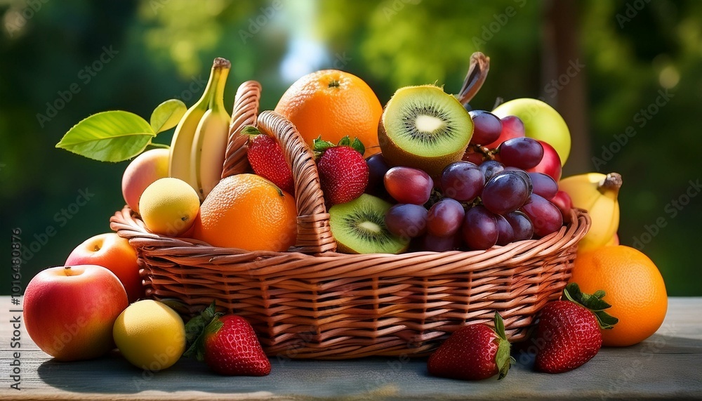 Basket full of fresh fruit Basket full of fresh fruit