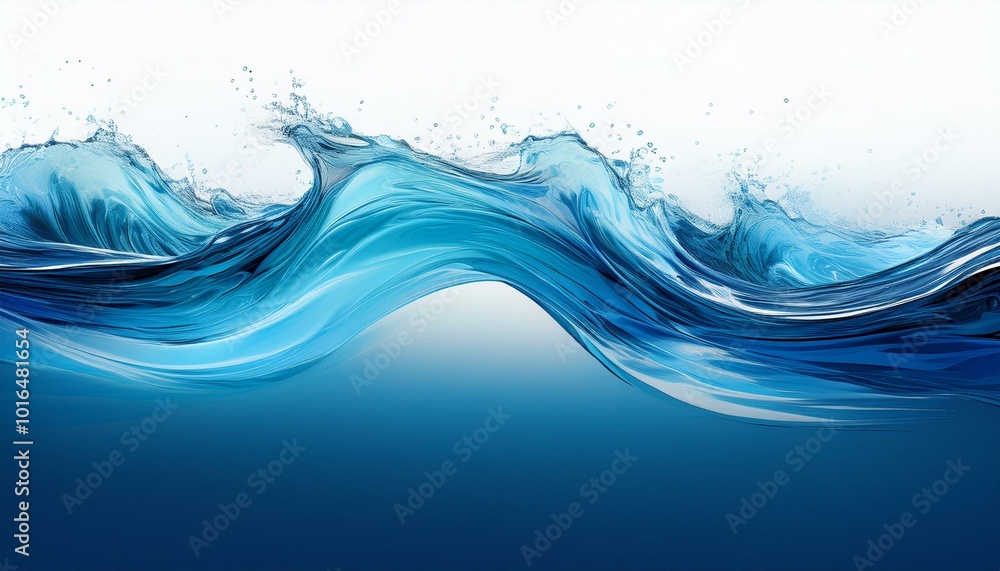 Blue water split line on white background Blue water split line on white background