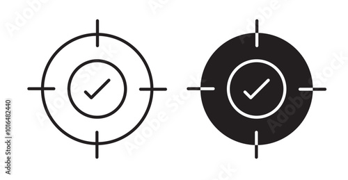 Accuracy icons. Vector set in filled and line style.