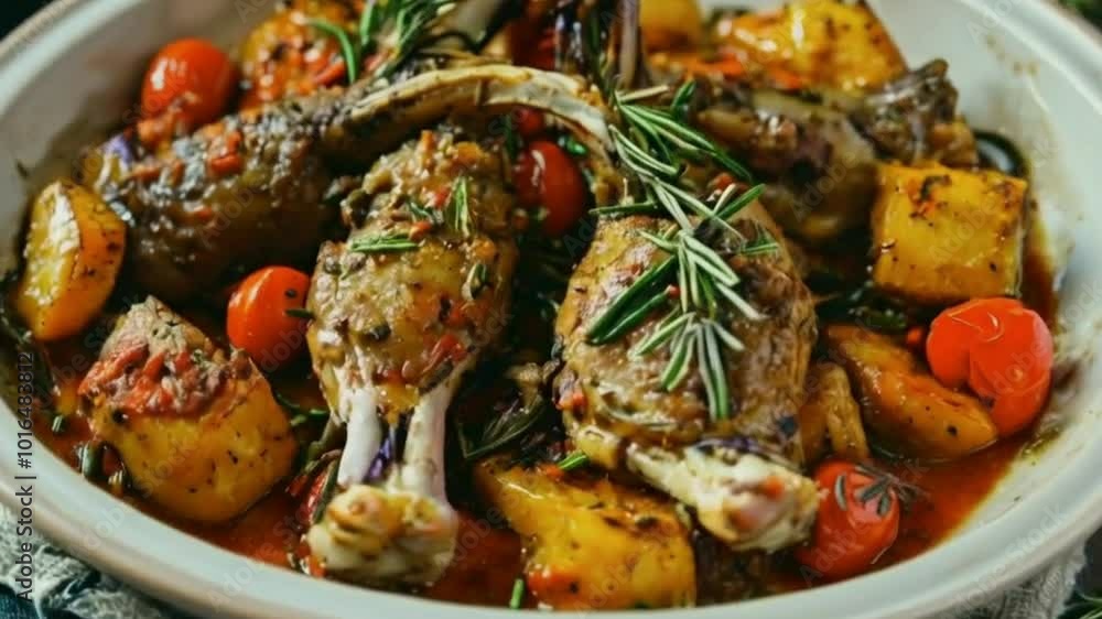 A Stewed in white wine with spices rabbit legs with baked vegetables and rosemary., hd video 4k clip
High quality HD 4K Video Clip
High quality HD 4K Video Clip A Stewed in white wine with spices rabbit legs with baked vegetables and rosemary., hd video 4k clip
High quality HD 4K Video Clip
High quality HD 4K Video Clip