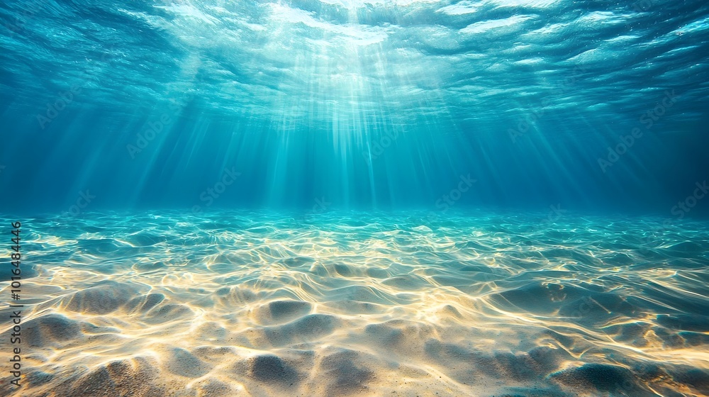 Fototapeta premium Powerful Underwater Current Sweeping Sand and Marine Life Along Ocean Floor