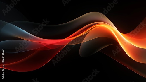 Elegant Abstract Background with Soft Orange and Red Wavy Lines, Harmonious Blend of Colors Creating Tranquil Atmosphere for Graphics, Posters, Web Pages, and Print Media