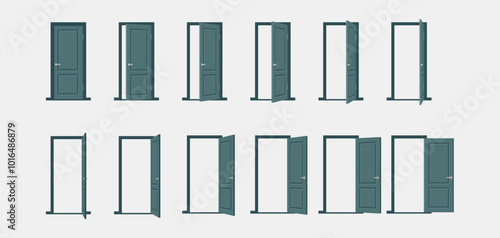 Open door sequence vector icon