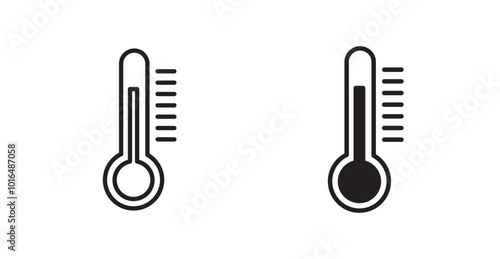 Temperature icons. Vector set in filled and line style.