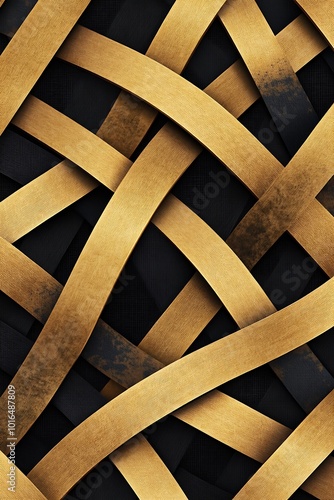 Wallpaper Mural Striking Golden and Black Abstract Geometric Design with Diagonal Shapes, Offering a Contemporary and Luxurious Aesthetic for Modern Visual Art. Torontodigital.ca