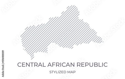 Stylized linear map of Central African Republic in minimalistic style. Vector illustration of the map of the country.