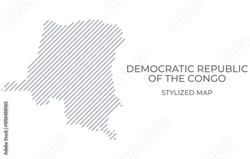Stylized linear map of Democratic Republic of the Congo in minimalistic style. Vector illustration of the map of the country.