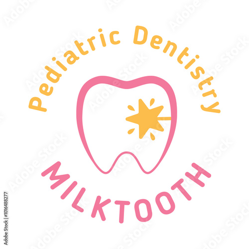 Dentistry clinic Logo Design Vector.  Flat style isolated on white background. Abstract milktooth Logo Concept Template. EPS10