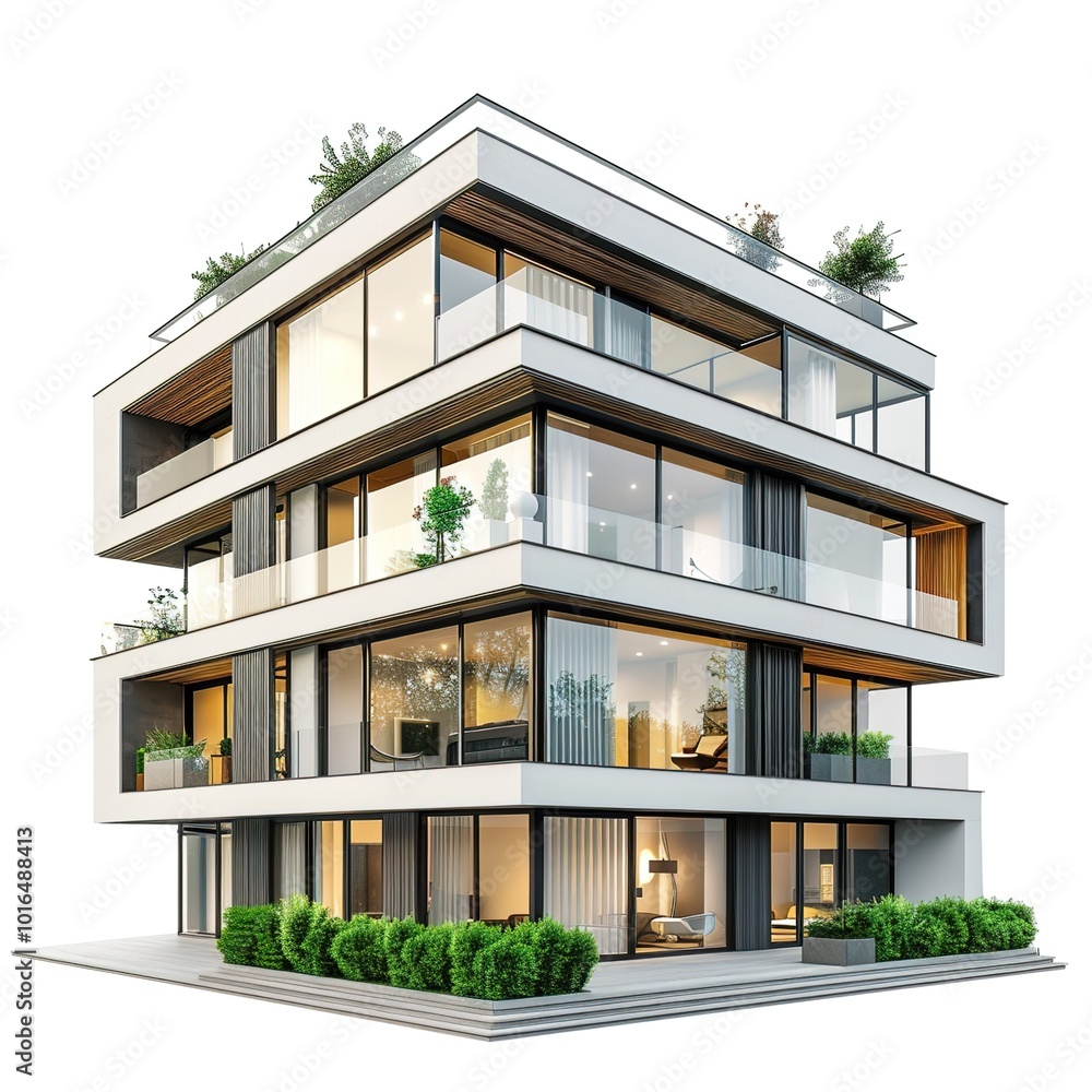 Fototapeta premium Modern Apartments Architecture Isolated
