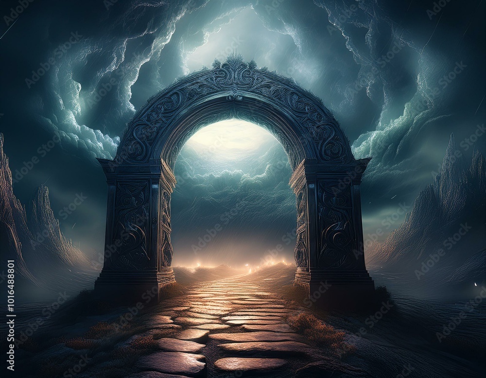 Fototapeta premium Mystical Archway Amidst the Storm