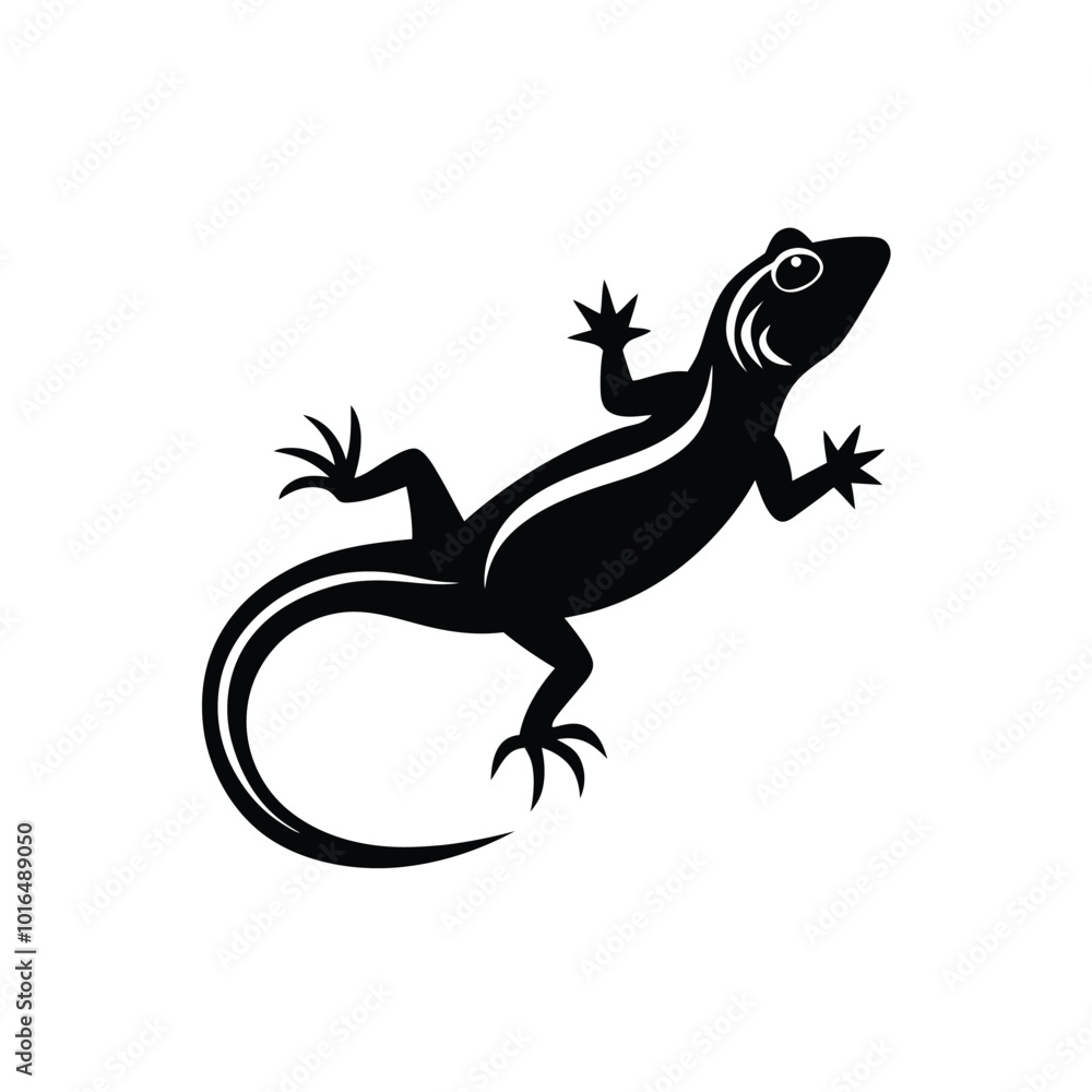 Naklejka premium lizard silhouette on white background