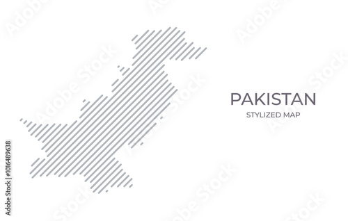 Stylized linear map of Pakistan in minimalistic style. Vector illustration of the map of the country.