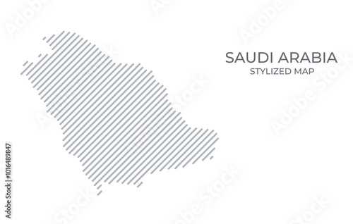 Stylized linear map of Saudi Arabia in minimalistic style. Vector illustration of the map of the country.