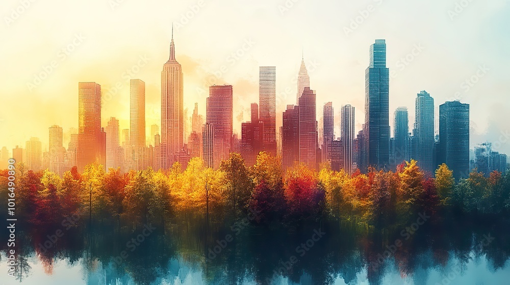 Fototapeta premium an illustrative concept of sustainable agriculture and farming practices in an urban environment the sketch depicts a harmonious blend of city life and agriculture.illustration