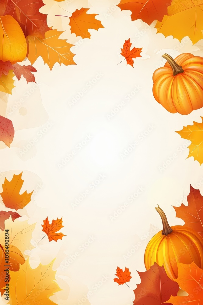 Autumn Leaves and Pumpkins Border. Autumn Leaves and Pumpkins Border.