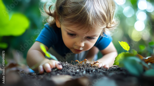 Discovering Nature: A Child's Fascination with Ants and the Beauty of the Outdoors