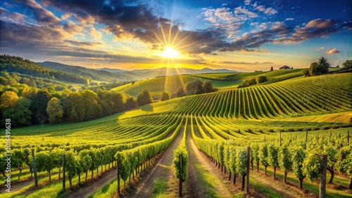 Wallpaper Mural Panoramic view of sunny vineyards perfect for making delicious wine Torontodigital.ca