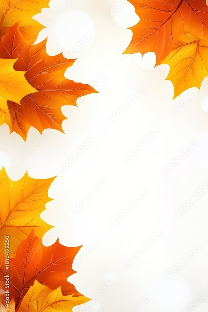 Autumn Leaves Border on White Background. Autumn Leaves Border on White Background.