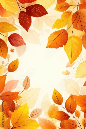 Autumn Leaves Frame with White Background.
