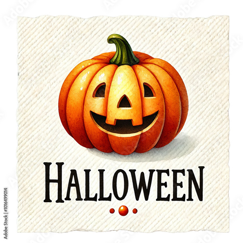 A cheerful Halloween pumpkin with a carved face, ideal for festive decor and celebration.