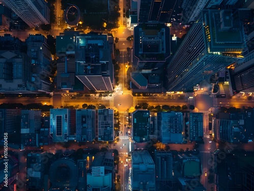 Wallpaper Mural Aerial View of Cityscape at Night Torontodigital.ca