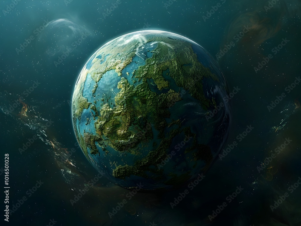 Obraz premium Futuristic Supercontinent An Imagined Geological Evolution of Planet Earth
