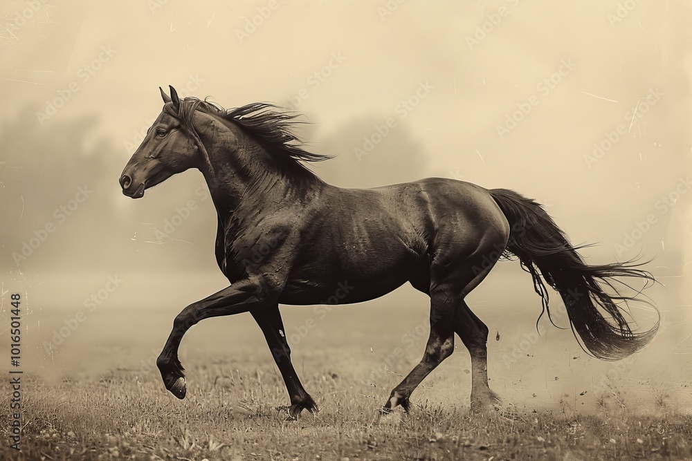 Minimalistic brown horse design with clean lines and simple silhouette on monochrome background Minimalistic brown horse design with clean lines and simple silhouette on monochrome background